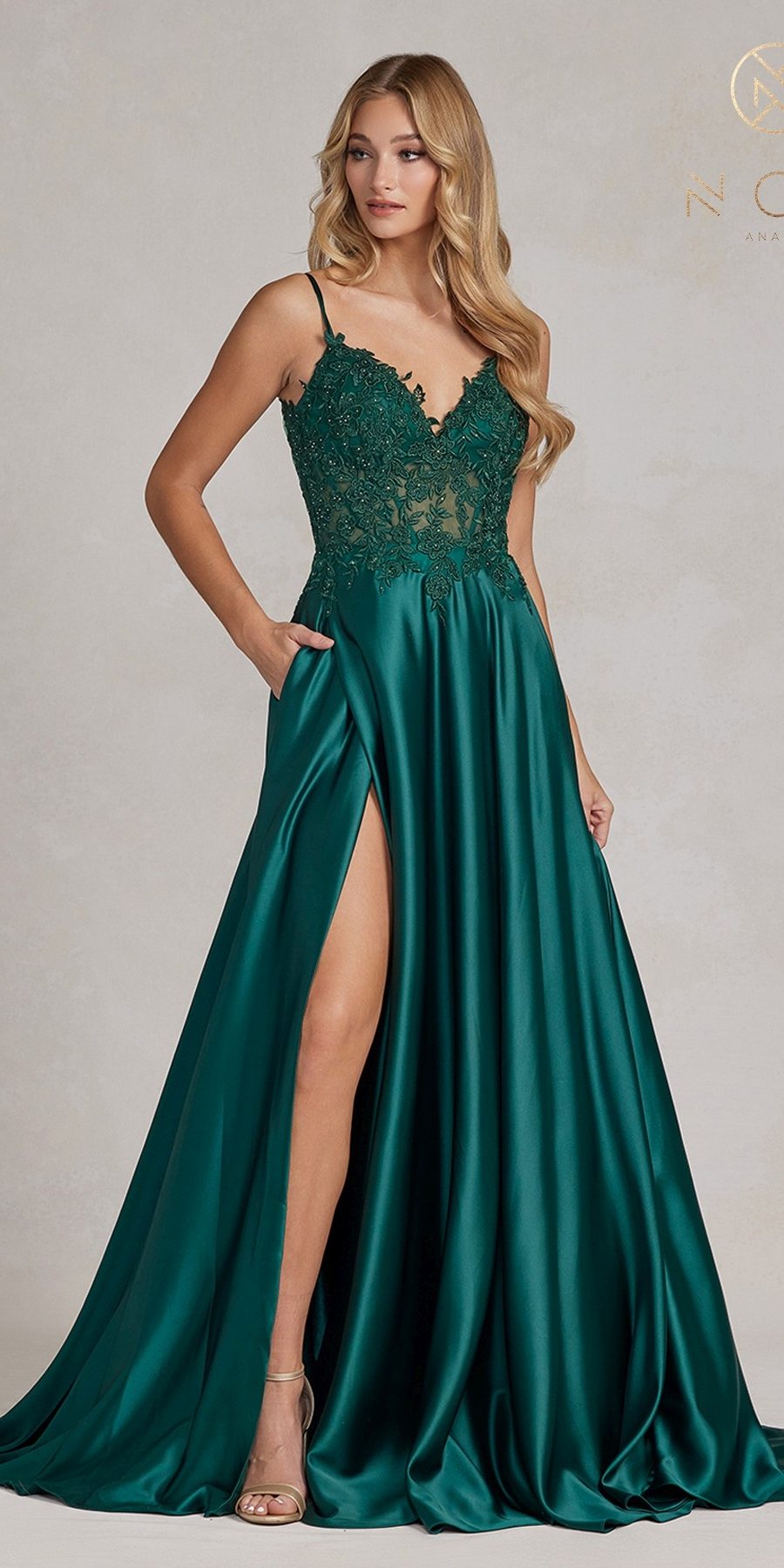 Nox Anabel K1121 Floor Length A-line Formal Gown with Pockets by DiscountDressShop