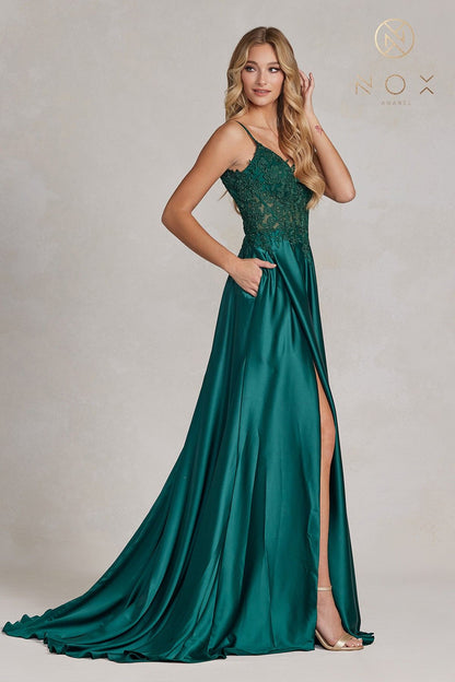 Nox Anabel K1121 Floor Length A-line Formal Gown with Pockets by DiscountDressShop