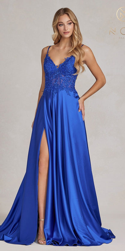 Nox Anabel K1121 Floor Length A-line Formal Gown with Pockets by DiscountDressShop