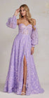 Nox Anabel K1155 Floor Length Butterfly Puff Sleeve Gown by DiscountDressShop