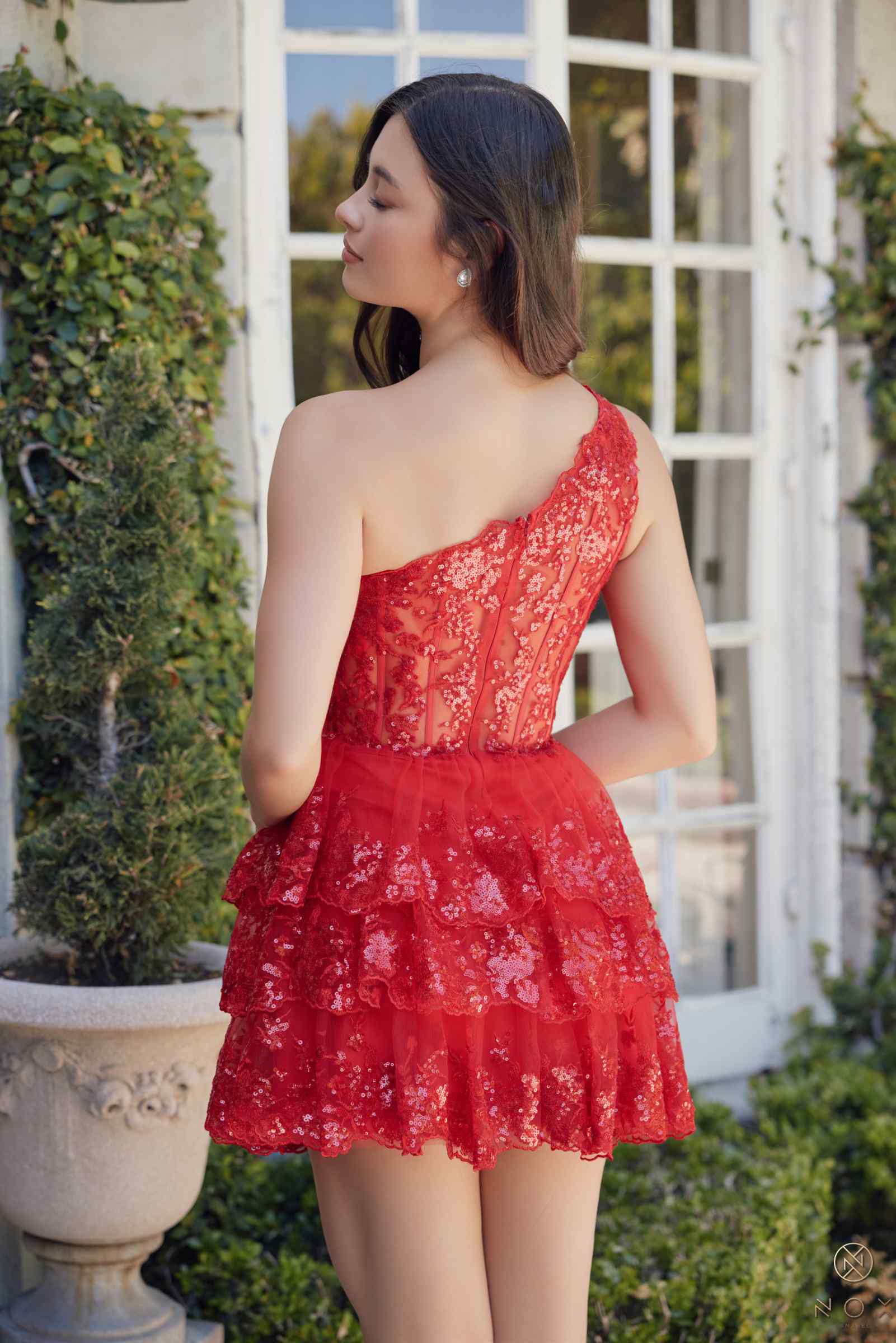 Nox Anabel K855 One Shoulder A-Line Embellished Homecoming Dress by DiscountDressShop