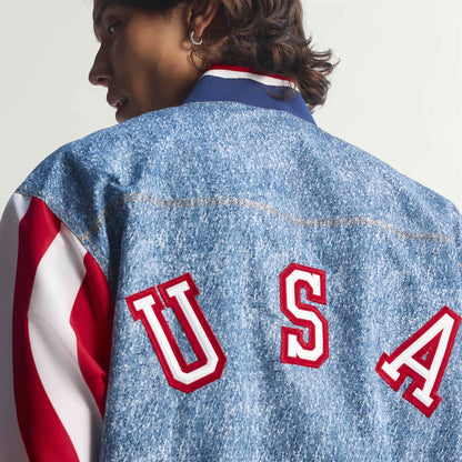 Adidas Mens Denim Graphic Track Jacket - Blue by Denim Exchange