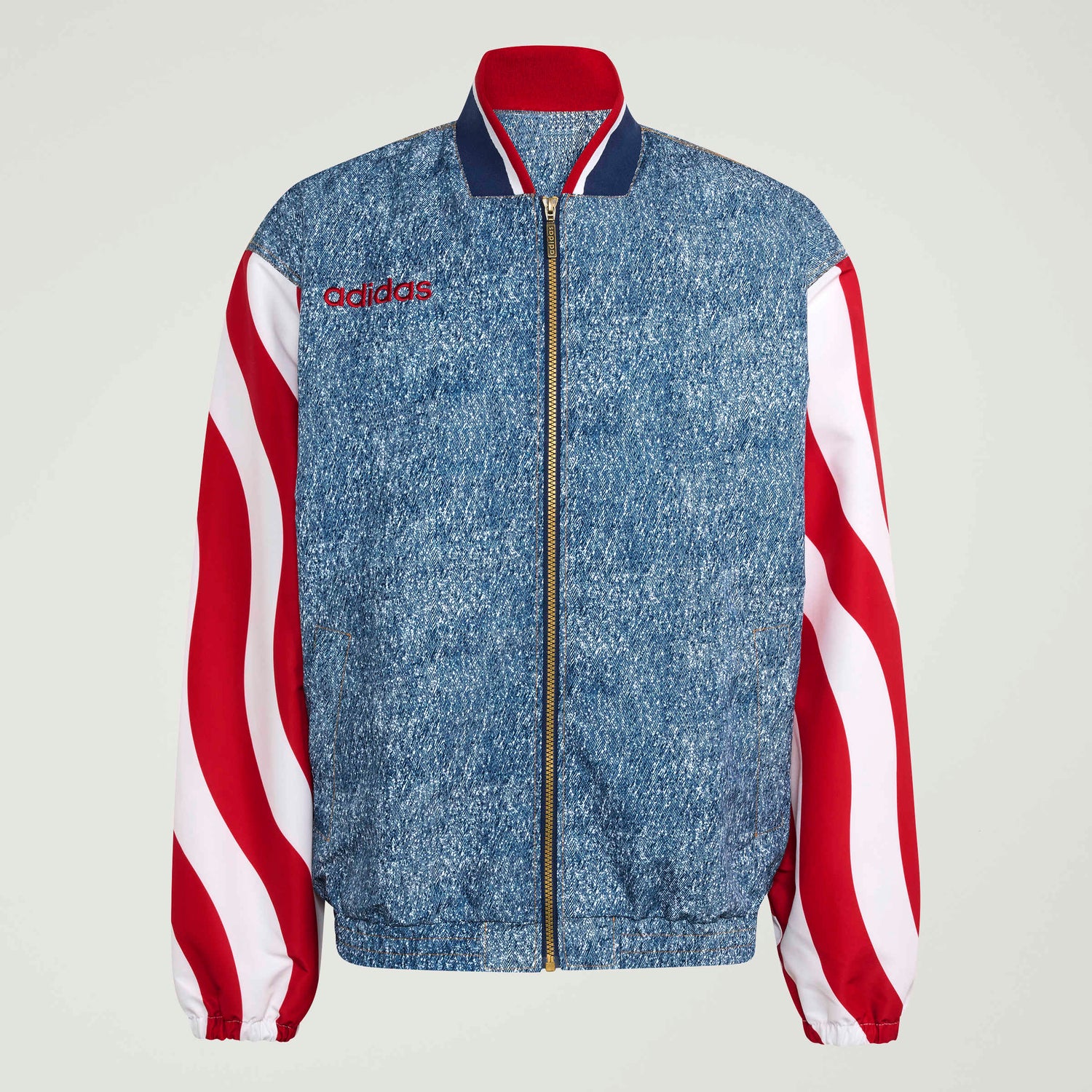Adidas Mens Denim Graphic Track Jacket - Blue by Denim Exchange