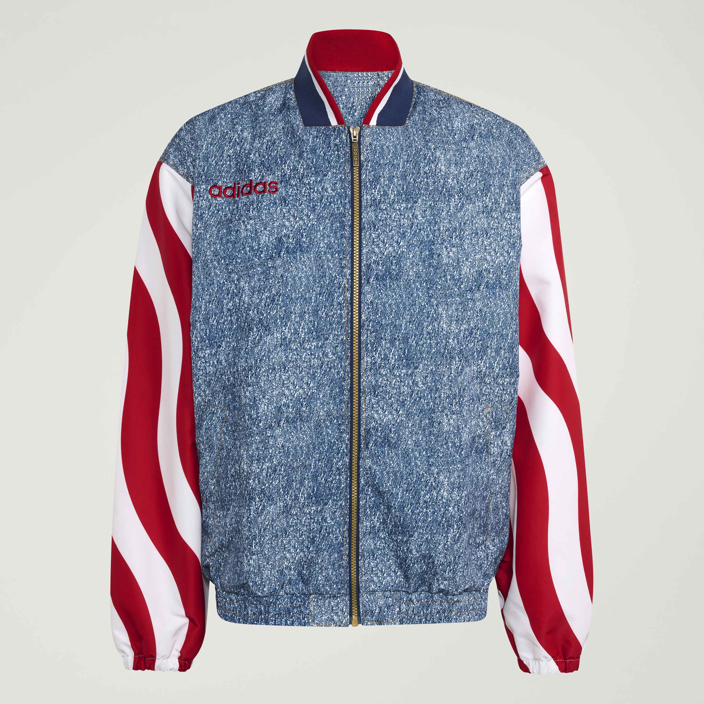 Adidas Mens Denim Graphic Track Jacket - Blue by Denim Exchange