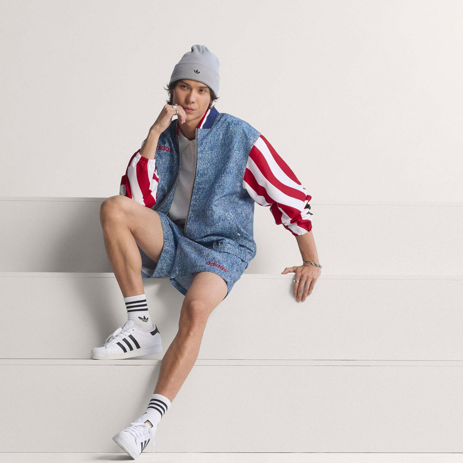 Adidas Mens Denim Graphic Track Jacket - Blue by Denim Exchange