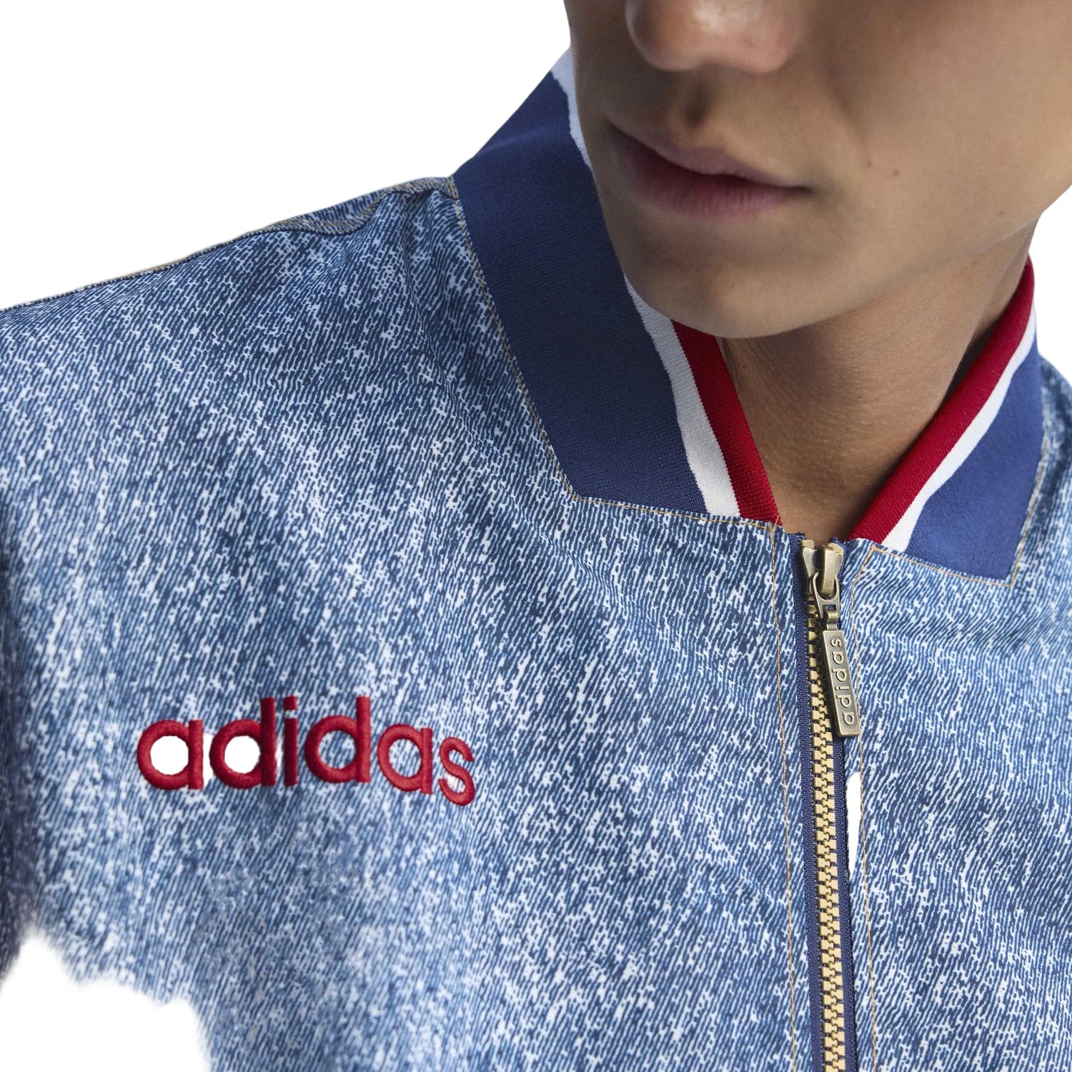 Adidas Mens Denim Graphic Track Jacket - Blue by Denim Exchange
