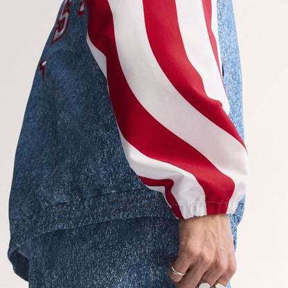 Adidas Mens Denim Graphic Track Jacket - Blue by Denim Exchange
