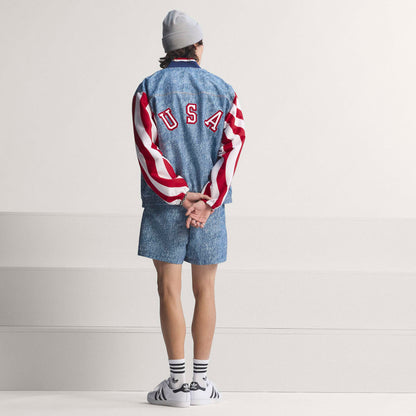 Adidas Mens Denim Graphic Track Jacket - Blue by Denim Exchange