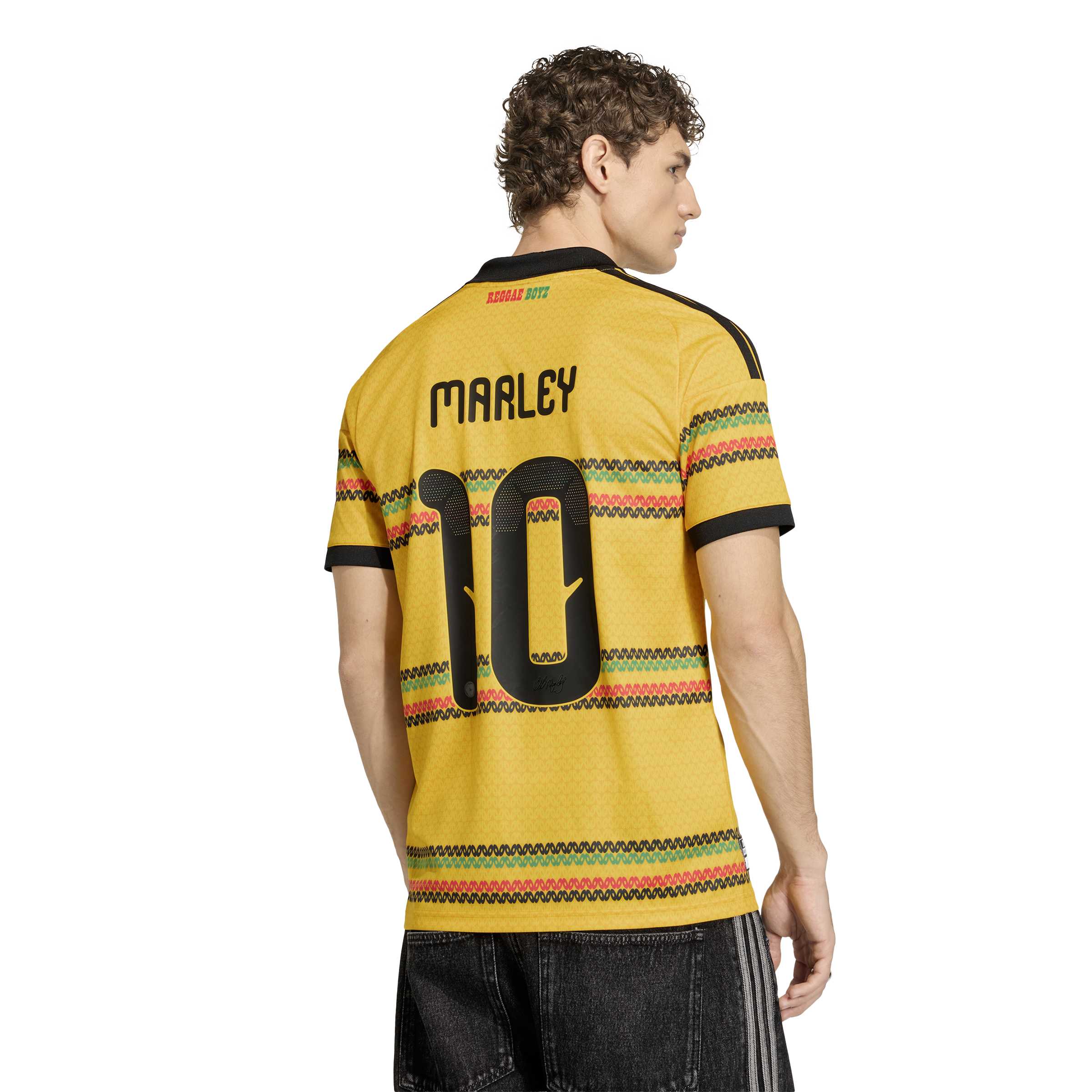 Adidas Mens Jamaica 26 x Bob Marley Home Jersey - Gold by Denim Exchange