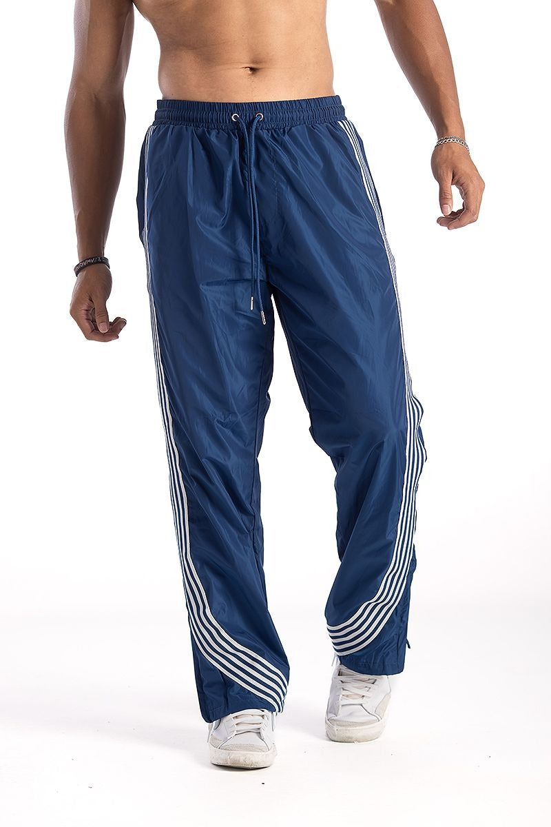 Kindred Nylon Sriped Pants - Navy by Denim Exchange