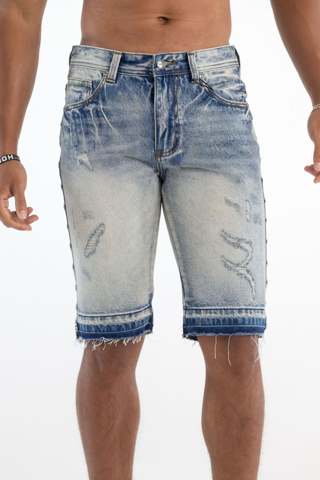Kindred Premium Stud Shorts - Blue by Denim Exchange
