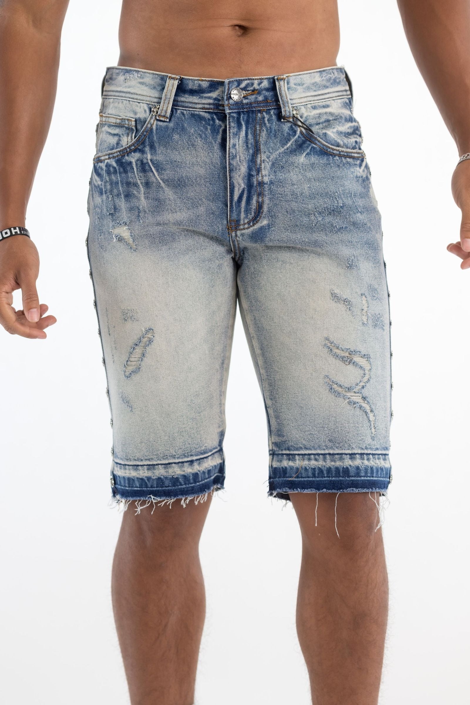 Kindred Premium Stud Shorts - Blue by Denim Exchange
