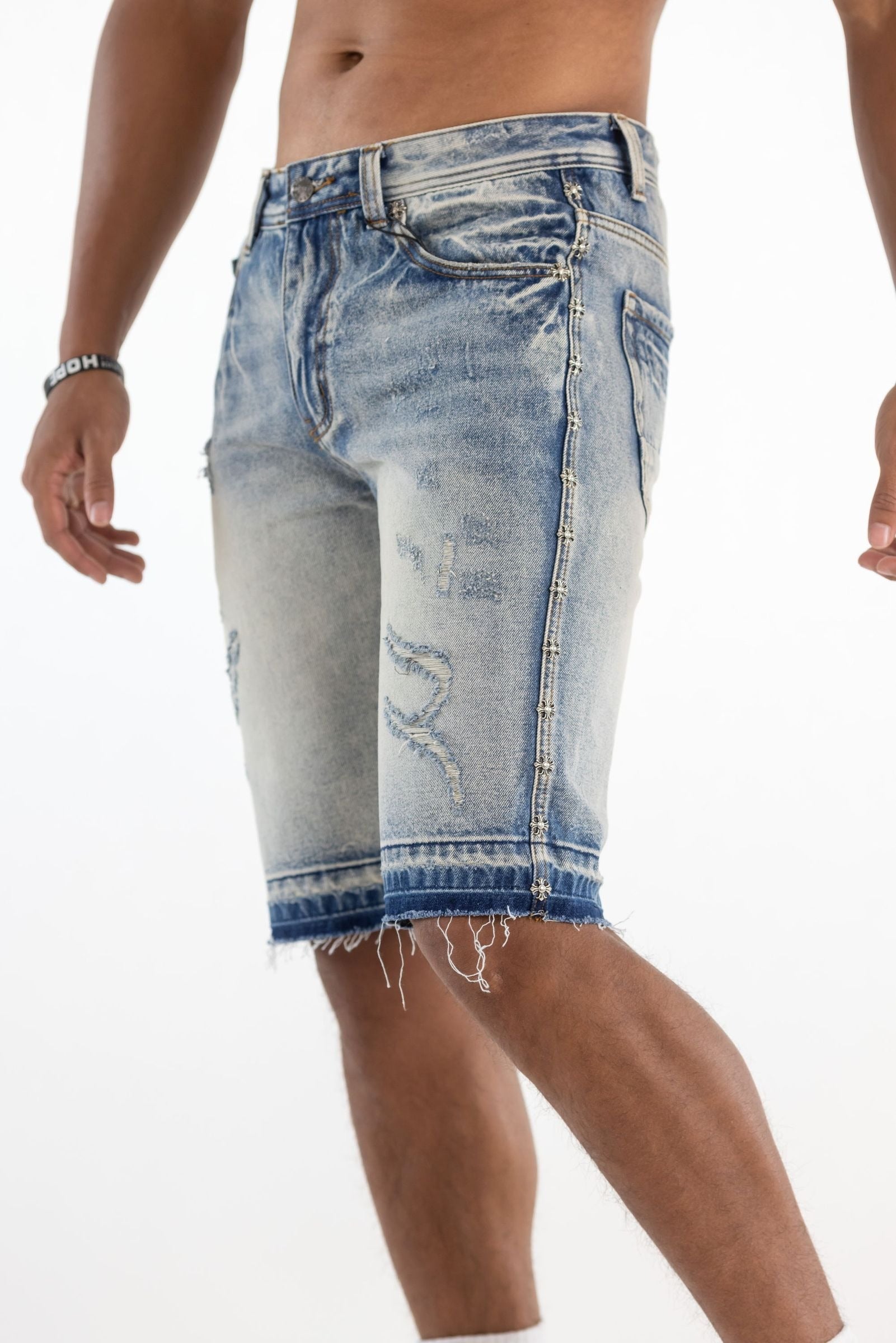 Kindred Premium Stud Shorts - Blue by Denim Exchange