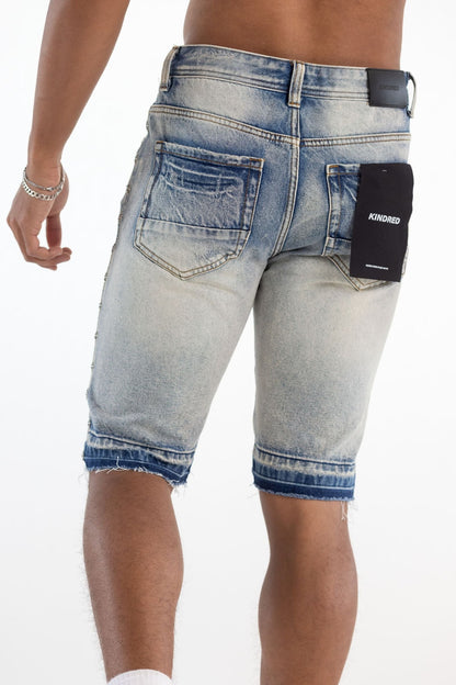 Kindred Premium Stud Shorts - Blue by Denim Exchange