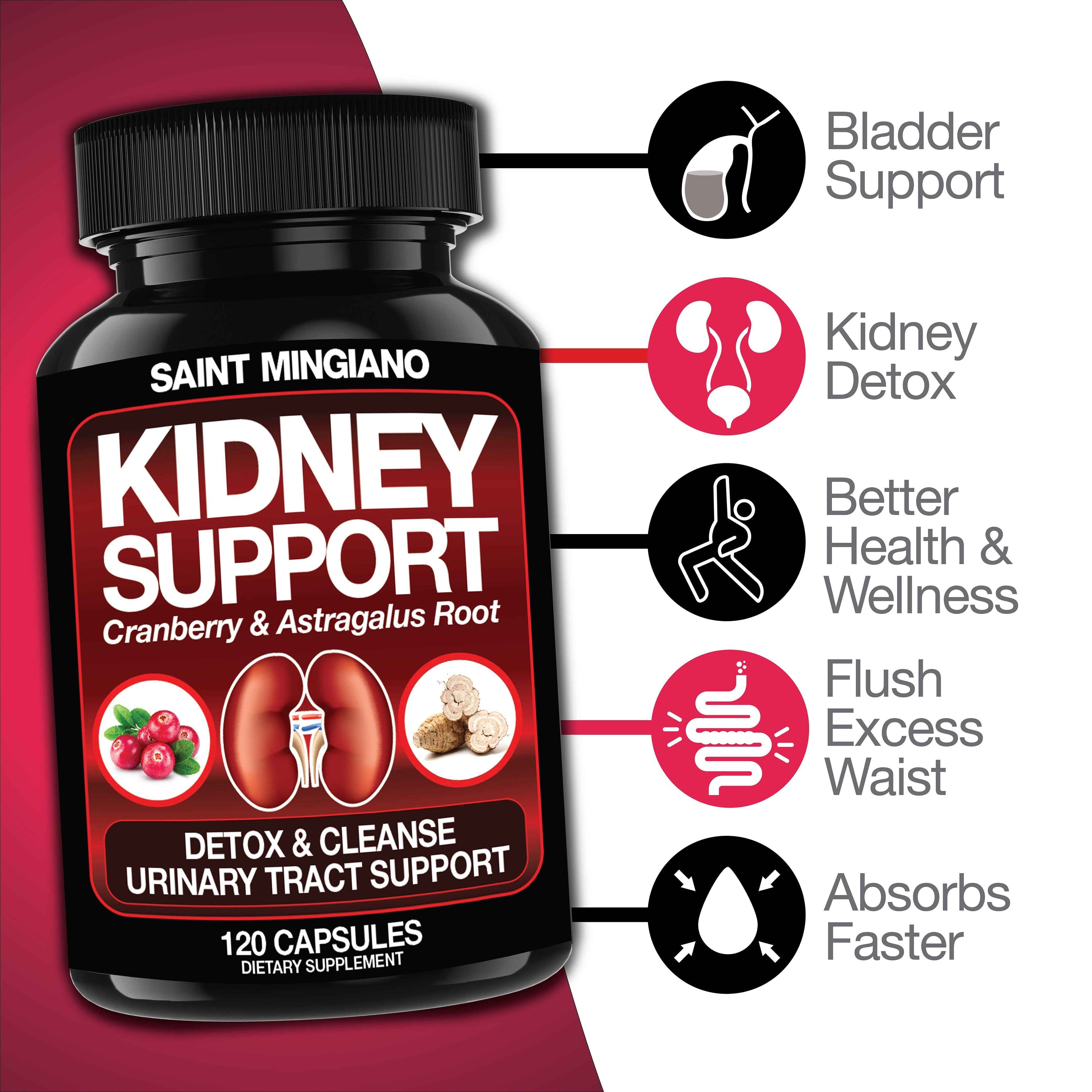 Kidney Support Cleanse Detox &amp; Repair -120 Capsules - Cranberry &amp; Astragalus Root Pills