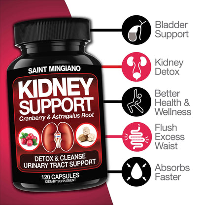 Kidney Support Cleanse Detox &amp; Repair -120 Capsules - Cranberry &amp; Astragalus Root Pills