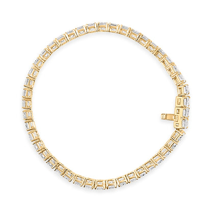 IGI Certified 14K Yellow Gold 18 1/2 Cttw Emerald Cut Lab Grown Diamond Tennis Bracelet  DestGlow