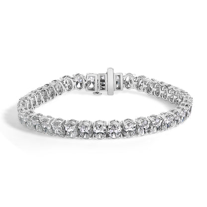 IGI Certified 14K White Gold 15.0 Cttw Oval Cut Lab Grown Diamond Tennis Bracelet  DestGlow