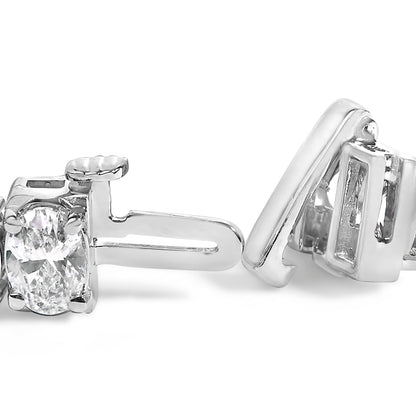 IGI Certified 14K White Gold 15.0 Cttw Oval Cut Lab Grown Diamond Tennis Bracelet  DestGlow