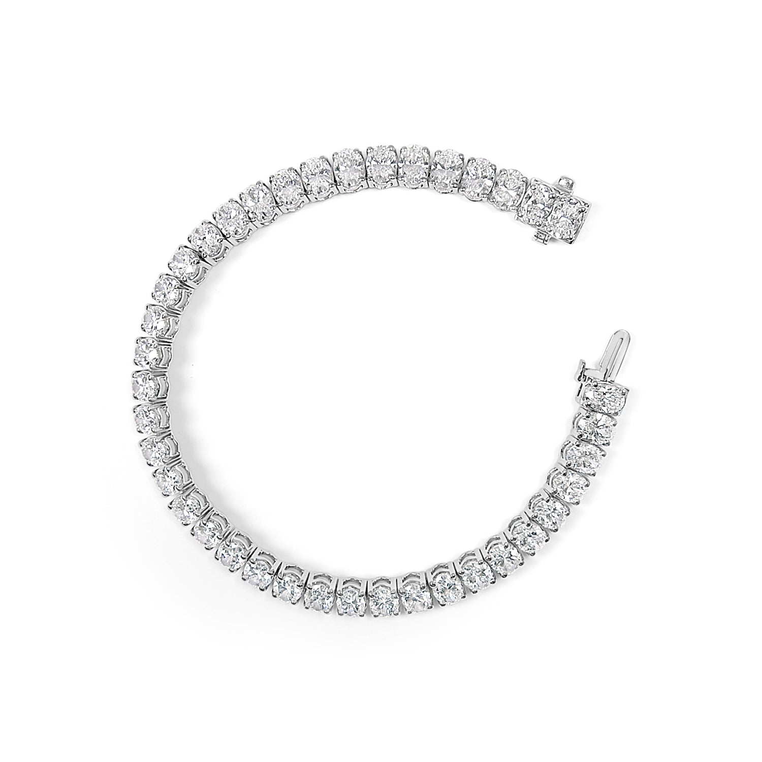 IGI Certified 14K White Gold 15.0 Cttw Oval Cut Lab Grown Diamond Tennis Bracelet  DestGlow