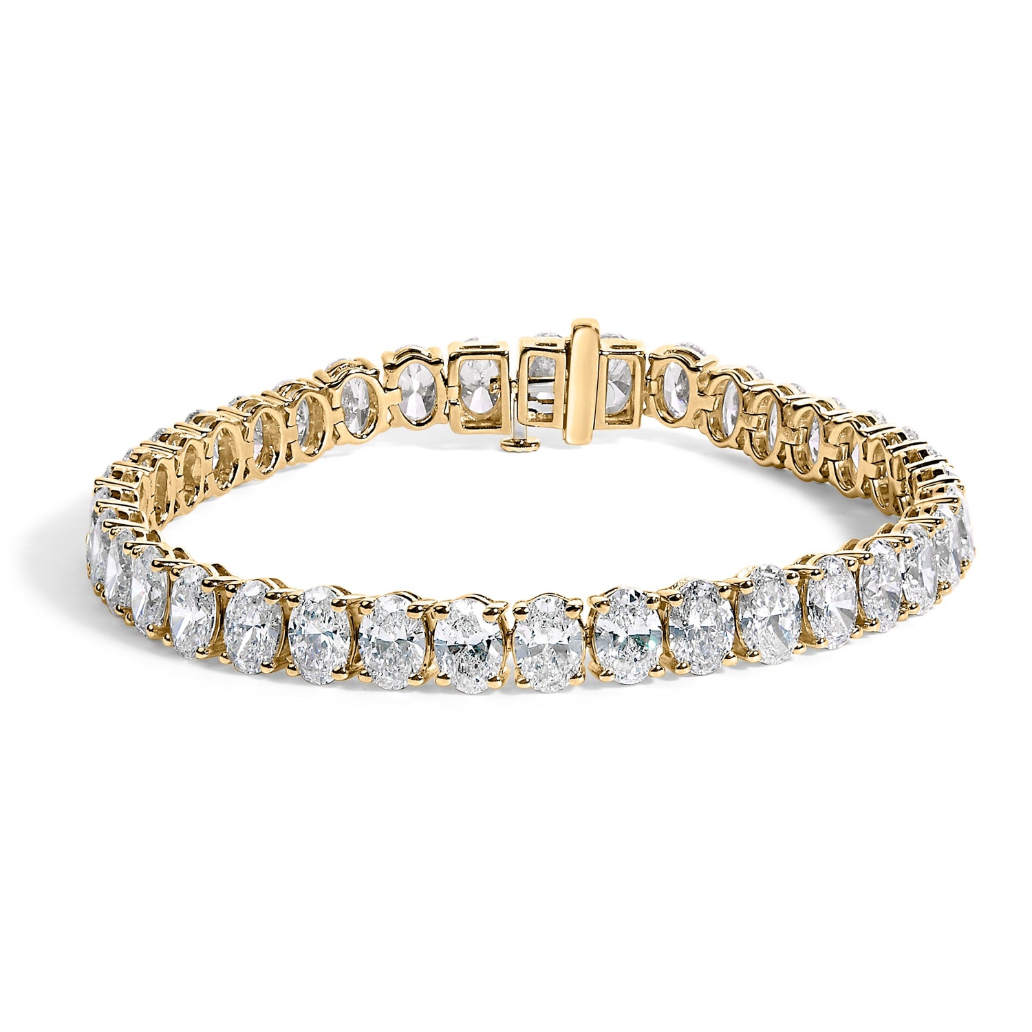 IGI Certified 14K White Gold 15.0 Cttw Oval Cut Lab Grown Diamond Tennis Bracelet  DestGlow