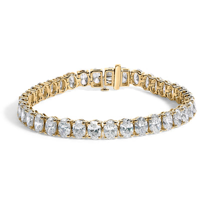 IGI Certified 14K White Gold 15.0 Cttw Oval Cut Lab Grown Diamond Tennis Bracelet  DestGlow