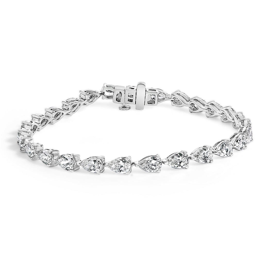 IGI Certified 14K White Gold 12.0 Cttw Pear Cut Lab Grown Diamond Tennis Bracelet  DestGlow