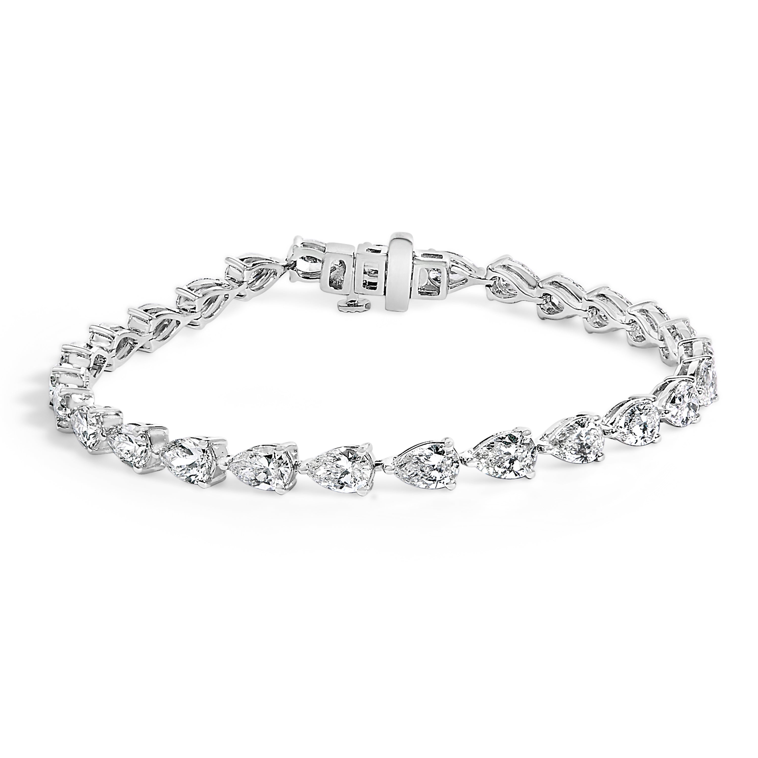 IGI Certified 14K White Gold 12.0 Cttw Pear Cut Lab Grown Diamond Tennis Bracelet  DestGlow