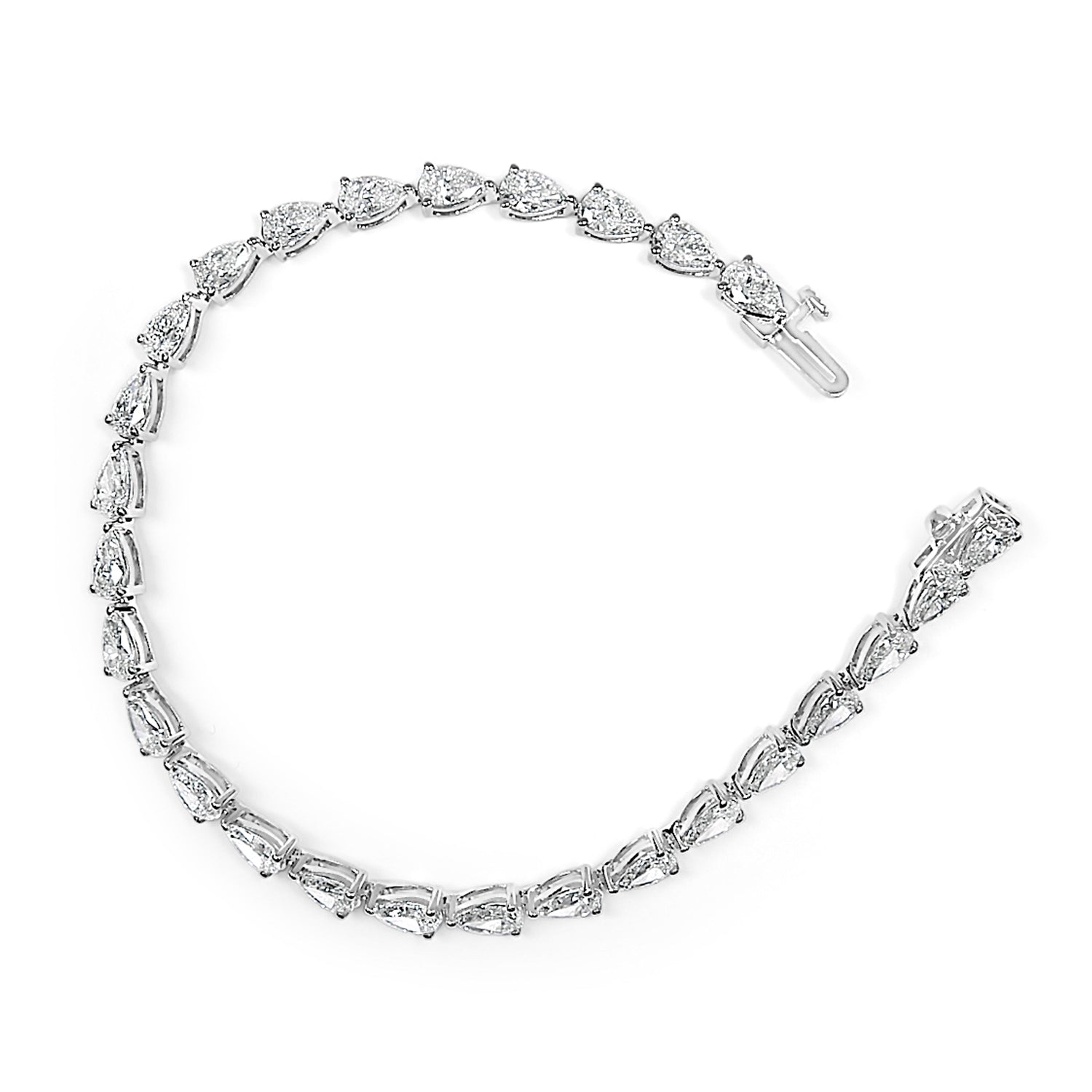 IGI Certified 14K White Gold 12.0 Cttw Pear Cut Lab Grown Diamond Tennis Bracelet  DestGlow