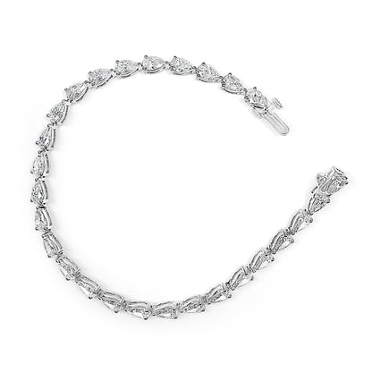 IGI Certified 14K White Gold 12.0 Cttw Pear Cut Lab Grown Diamond Tennis Bracelet  DestGlow