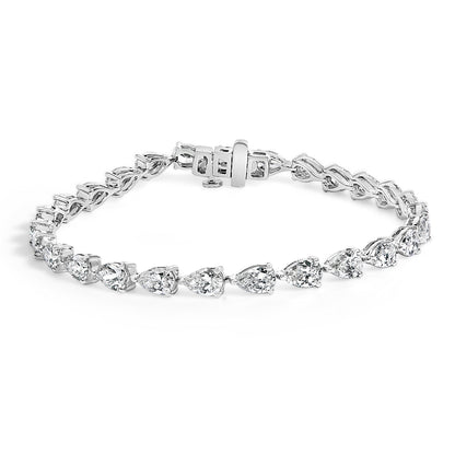 IGI Certified 14K White Gold 12.0 Cttw Pear Cut Lab Grown Diamond Tennis Bracelet  DestGlow