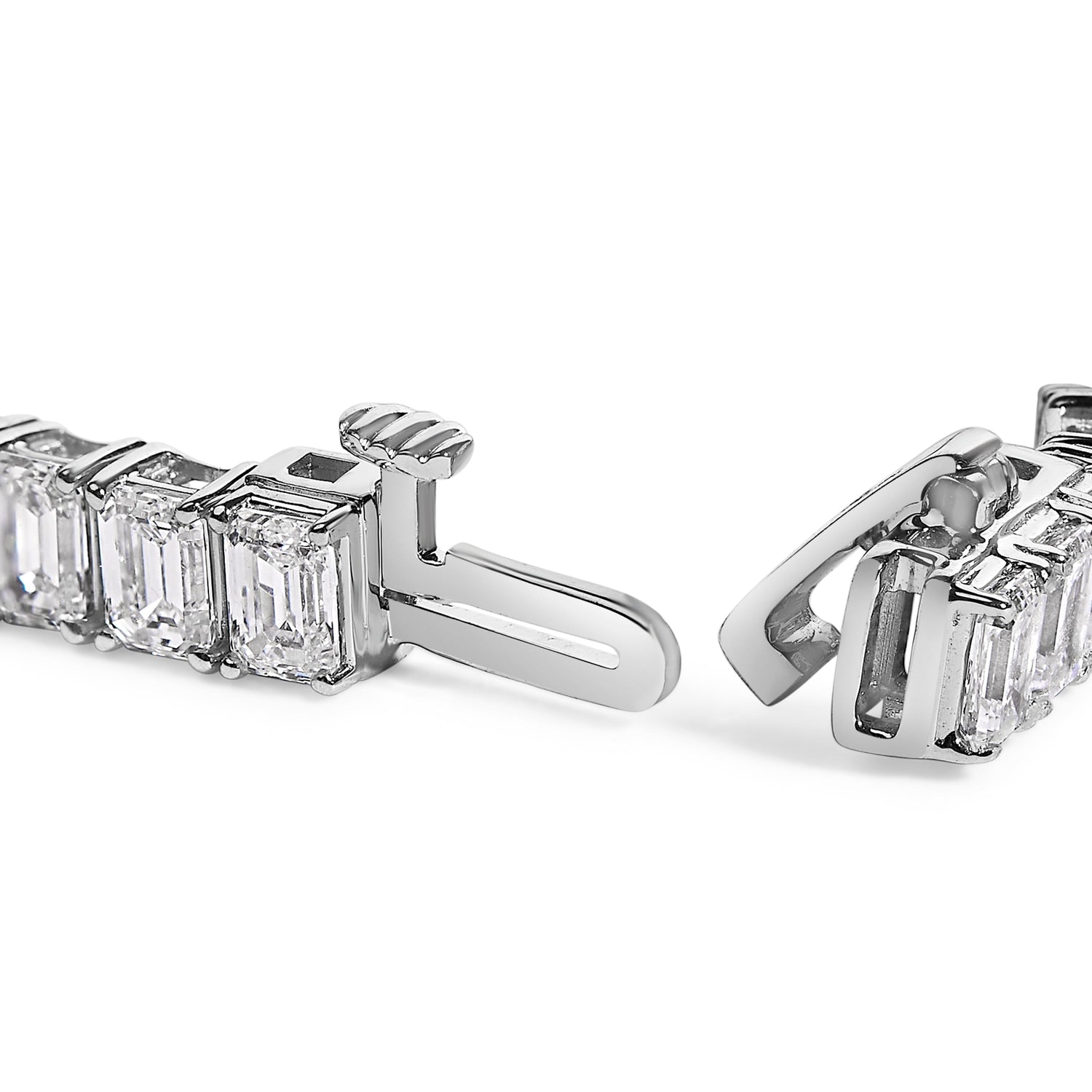 IGI Certified 14K White Gold 10.0 Cttw Emerald Cut Lab Grown Diamond Tennis Bracelet  DestGlow
