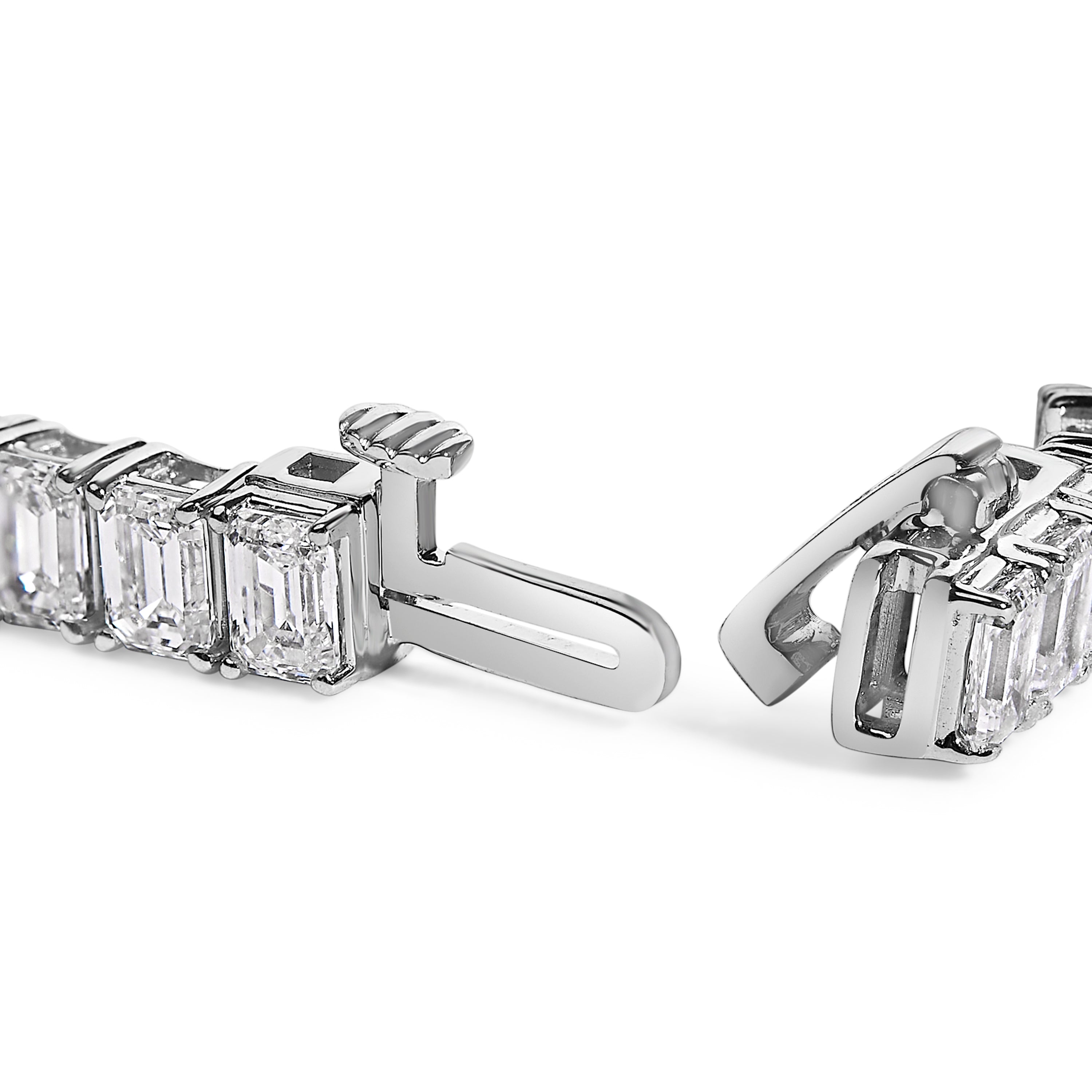 IGI Certified 14K White Gold 10.0 Cttw Emerald Cut Lab Grown Diamond Tennis Bracelet  DestGlow