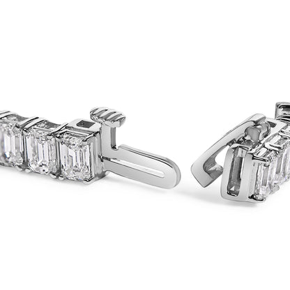 IGI Certified 14K White Gold 10.0 Cttw Emerald Cut Lab Grown Diamond Tennis Bracelet  DestGlow