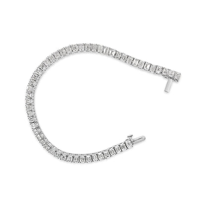 IGI Certified 14K White Gold 10.0 Cttw Emerald Cut Lab Grown Diamond Tennis Bracelet  DestGlow