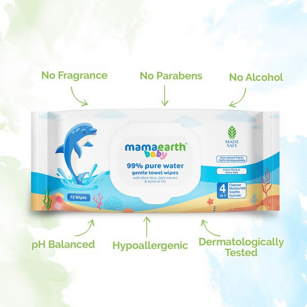 Mamaearth Baby 99% Pure Water Gentle Towel Wipes