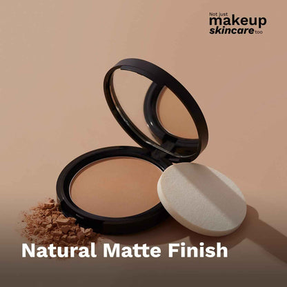 Pilgrim Warm Sand Matte Finish Compact Powder Absorbs Oil, Conceals &amp; Gives Radiant Skin