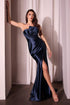 Ladivine KV1118 Dress Pleated Strapless Fitted Satin Gown by DiscountDressShop