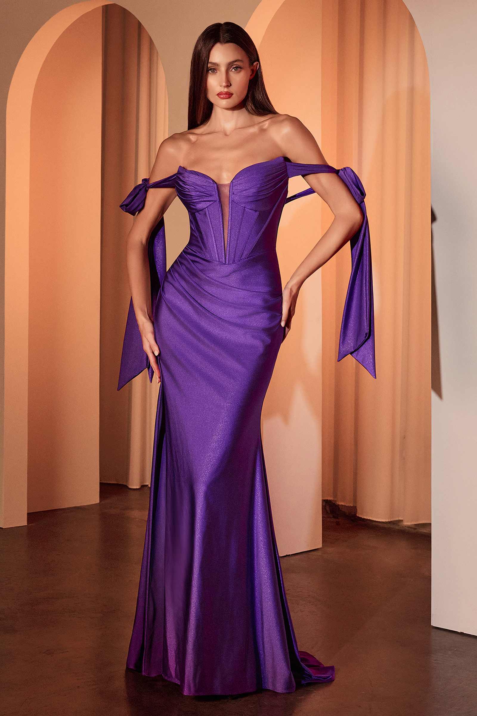Ladivine KV1120 Dress Off The Shoulder Stretch Spandex Fitted Dress by DiscountDressShop