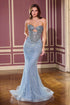 Ladivine KV1137 Strapless Beaded Bodice Glitter Tulle Mermaid Dress by DiscountDressShop