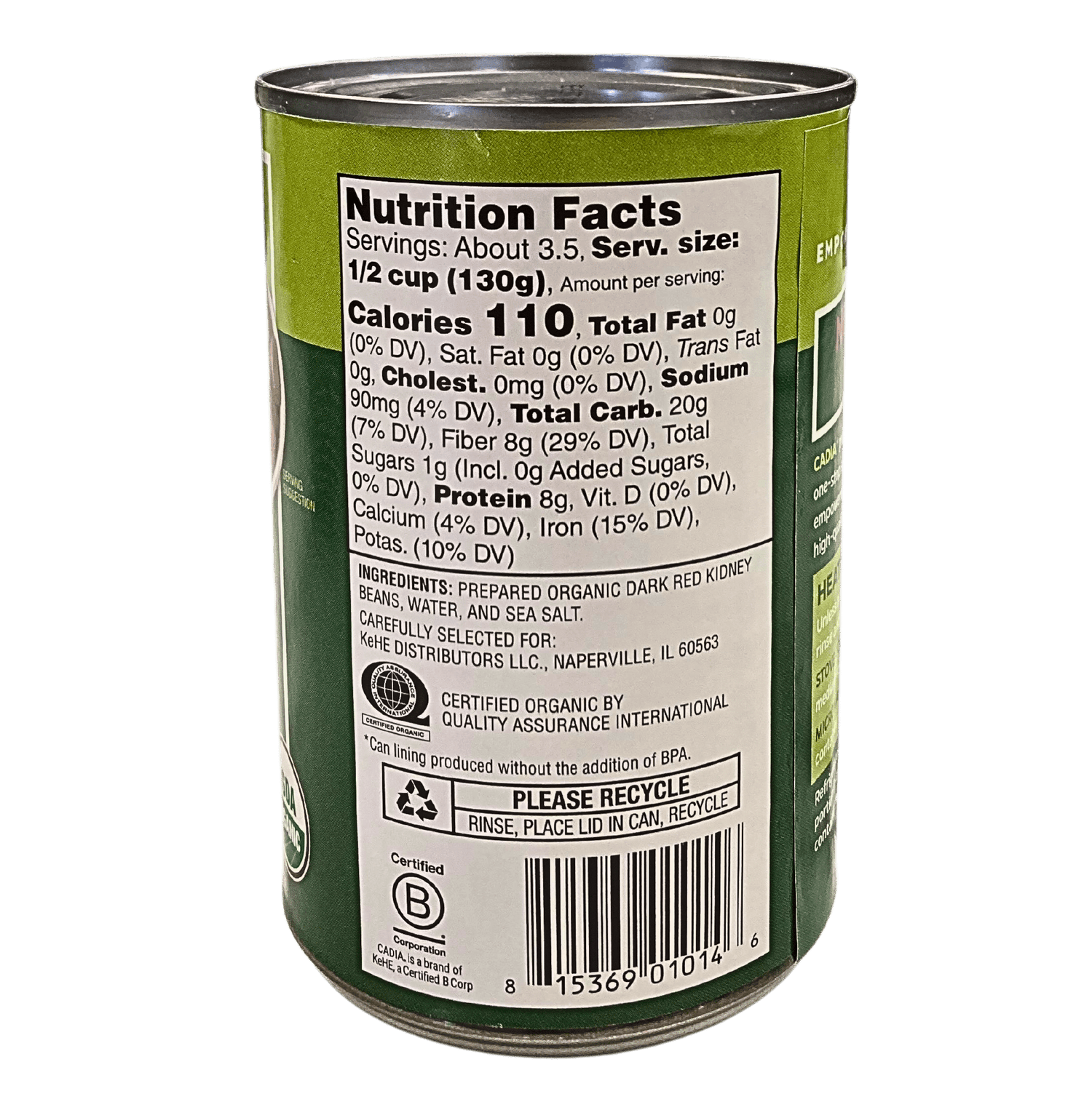 Kidney Beans, Red, Organic, Cadia by Country Life Natural Foods