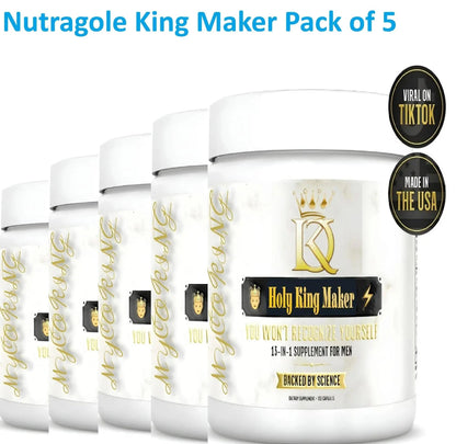 King Maker Pack of 5, 13-in-1 Anabolic Supplement for Men to Increase Stamina, Lean Muscle Growth &amp; Recovery, N.O. Booster with Tongkat Ali (LJ100), 120 Capsules - DestGlow
