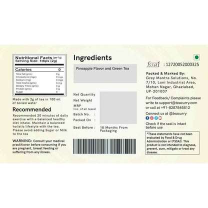 Teacurry Pineapple Green Tea Bags