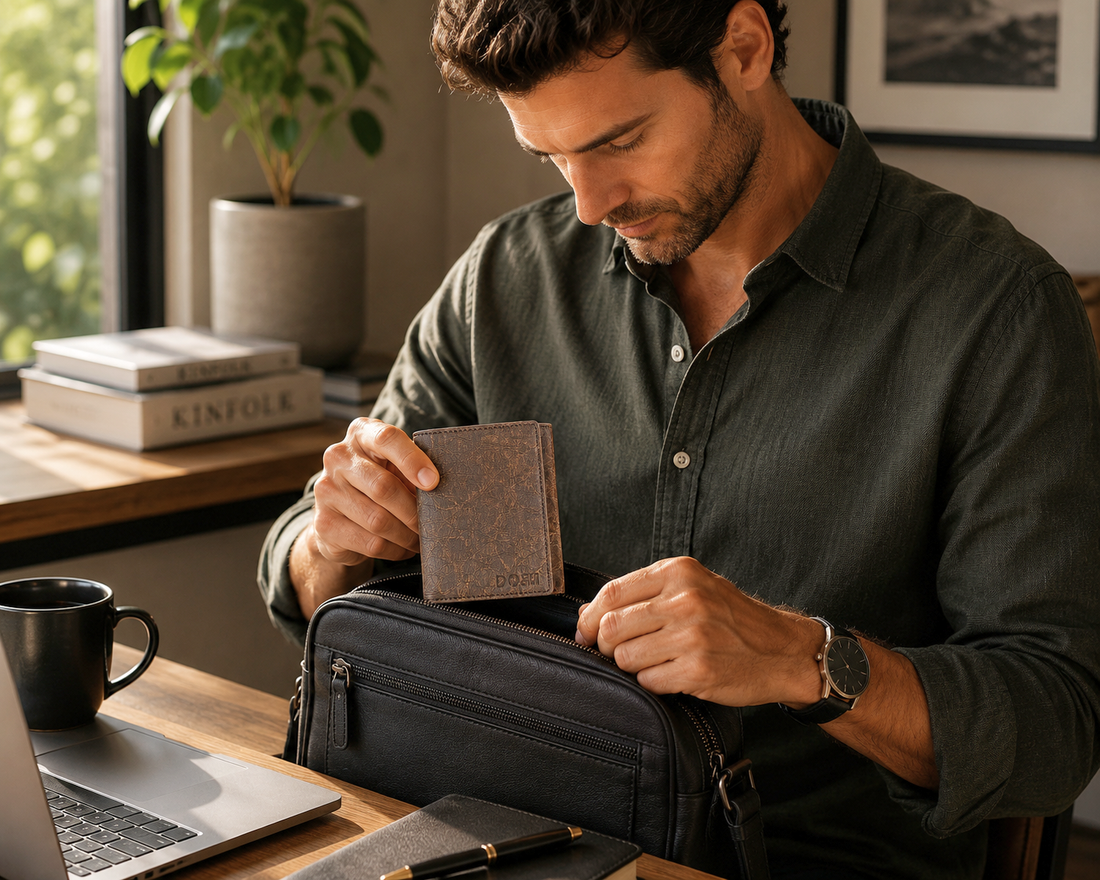 Italian Kraft Paper Sustainable Vegan Trifold Wallet  DestGlow