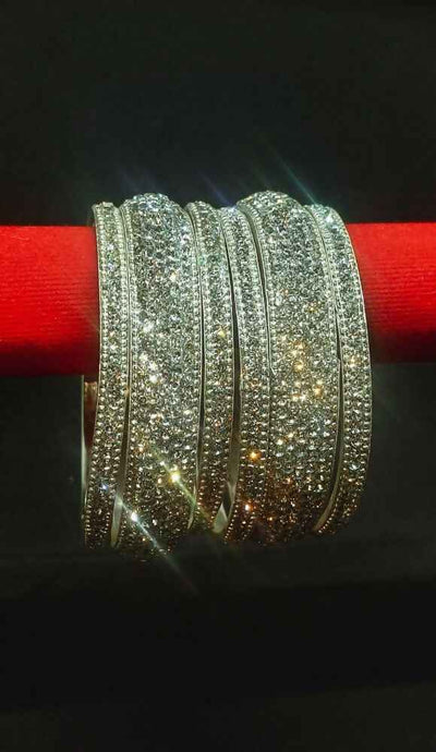 Joban Fashion Silver Crystal Diamond Bangles Set