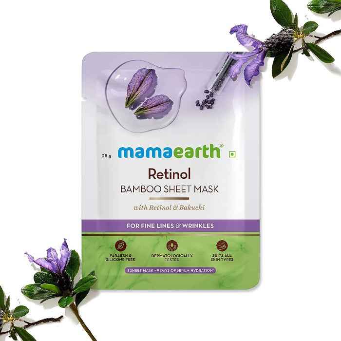 Mamaearth Retinol Bamboo Sheet Mask For Fine Lines &amp; Wrinkles