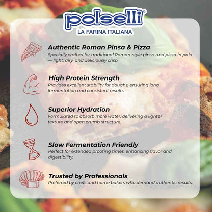 Polselli, La Romana Pinsa &amp; Pizza in Pala Flour, Tipo 0 Flour, 11 lb (5 kg)