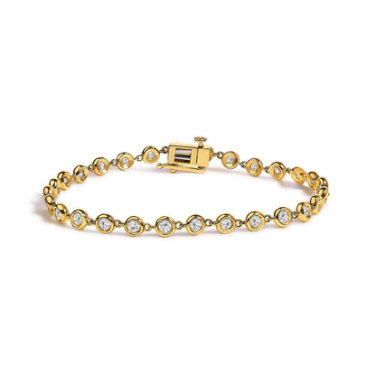 10K Yellow Gold 1 1/2 Cttw Lab Grown Diamond Bezel Link Bracelet  DestGlow