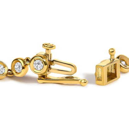 10K Yellow Gold 1 1/2 Cttw Lab Grown Diamond Bezel Link Bracelet  DestGlow