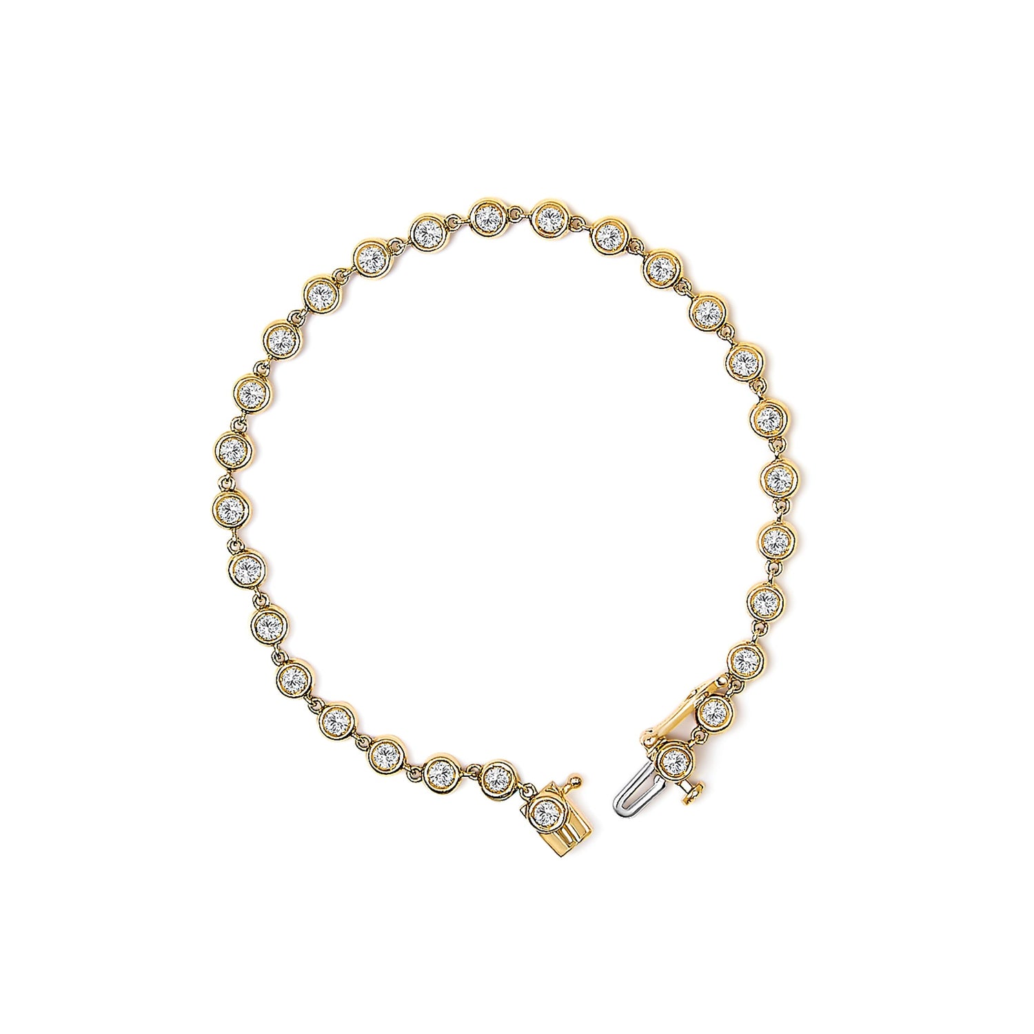10K Yellow Gold 1 1/2 Cttw Lab Grown Diamond Bezel Link Bracelet  DestGlow